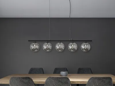 Produktbild von LED Pendelleuchte mehrflammig Schwarz & Rauchglas für Esstisch, Breite 100cm