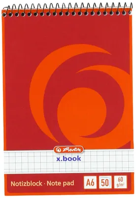 Image de herlitz bloc-notes à spirales x.book, DIN A6, 50 feuilles, quadrillé