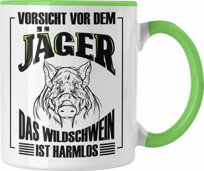 Produktbild von Trendation - Lustige Tasse Geschenk für Jäger Wildschwein Spruch Geschenkidee Jagd (Grün)