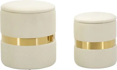 Produktbild von Mauro Ferretti Set aus 2 Hockern mit Behälter Sheffild Creme