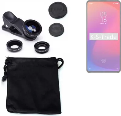 Produktbild von K-S-Trade Smartphone Kamera Linsen Set Kompatibel mit Xiaomi Redmi 7 3in1 Clip-On Kamera Adapter Macro Weitwinkel FishEye Fischauge Objektiv Linse