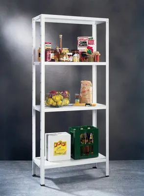 Produktbild von Stecksystem-Grundregal, 4 Fachböden, 1800x1200x350, weiß