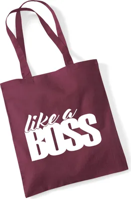 Produktbild von Huuraa Jutebeutel like a Boss Spruch 10 Liter Burgundy Baumwolle Tasche Geschenkidee