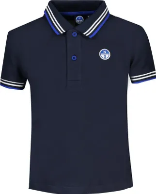 Produktbild von Baumwolle Kurzarm-Polo für Kinder – Blau mit Kontrastdetails