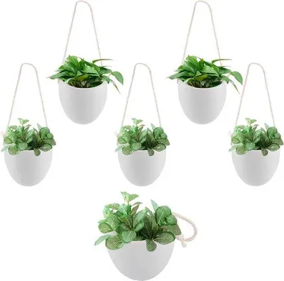 Produktbild von Macramé-Plantenhalter-Set aus 6 Stücken - Wandvasen für Blumenpflanzen - Wanddekoration für Zimmer, Balkon, Garten