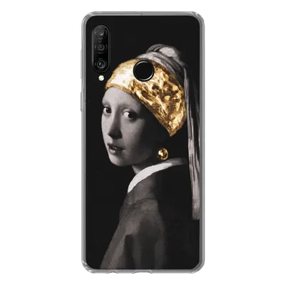 Produktbild von MuchoWow® Handyhülle Schutzhülle Hülle für Huawei P30 Lite Malerei - Gold - Schwarz - Weiß Silikon Softcase Handy Hülle - Handyhülle