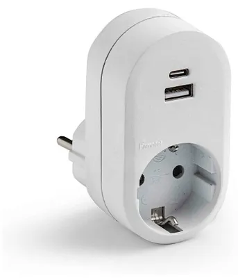 Image de Adaptateur Schuko Usb Famatel Multiprise Compacte Avec Usb-a Et Usb-c - Famatel