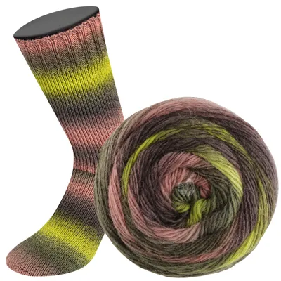 Produktbild von Lana Grossa MEILENWEIT 100 g Color Mix 4-fach Sockenwolle mit leuchtendem Farbverlauf 400 m Farbe 8063 - Dunkel-/Laub-/Wald-/Moos-/Grau-/Hellgrün