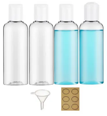 Produktbild von 4 Stück Kunststoffflaschen à 150 ml mit Klappverschluss