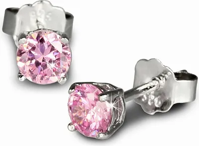 Produktbild von SilberDream Ohrstecker für Damen 925 Silber rosa Zirkonia Ohrringe 4mm SDO714A