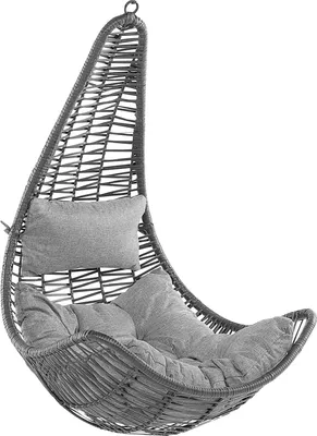 Produktbild von BELIANI Hängekorb Schwarz Polyrattan inkl. Sitz- und Kopfkissen Modern Boho Wohnzimmer Terrasse Kinderzimmer Balkon