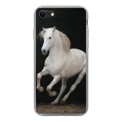 Produktbild von MuchoWow® Handyhülle Schutzhülle Hülle für iPhone 8 Pferde - Schwarz - Porträt Silikon Softcase Handy Hülle - Schutzhaube