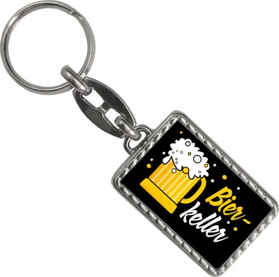 Produktbild von Bierkeller Bierkrug Schlüsselanhänger mit Bordüre in schwarz für Männer