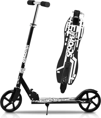 Produktbild von Fiqops Kinderroller Tretroller Cityroller Kickscooter Kinderscooter Klappbar Scooter Höhenverstellbar Schwarz