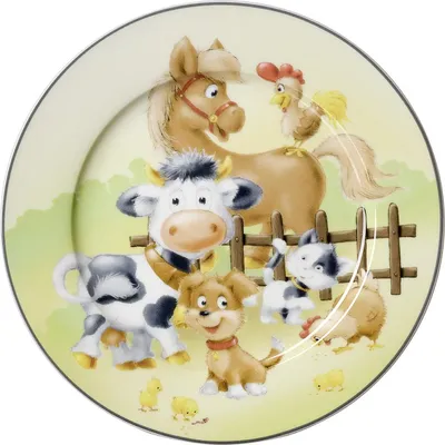 Produktbild von Ritzenhoff & Breker Tiere Teller Hoftiere, Kinderteller, Speiseteller, Kinder, Porzellan, Ø 19 cm, 428384