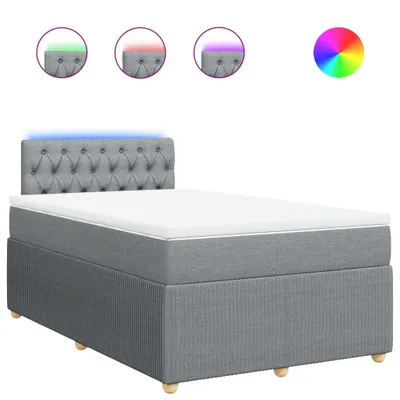 Produktbild von Boxspringbett mit Matratze Hellgrau 120x200 cm Stoff