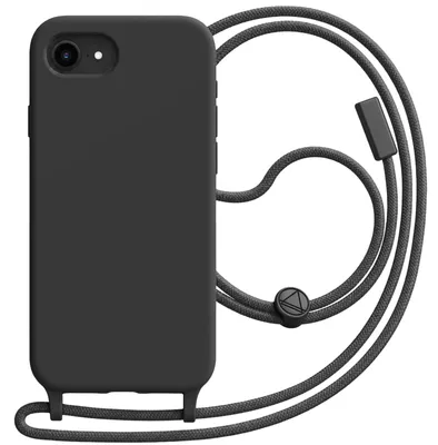 Obrázok produktu pre Avizar, silikónové puzdro pre iPhone 17e s nastaviteľnou nylonovou šnúrkou, čierna farba