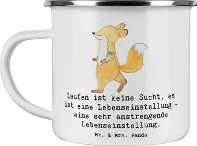 Produktbild von Mr. & Mrs. Panda Kaffeepott Laufen Lebensstil - Weiß - Geschenk, Emaille Tasse, Haferl, laufbegeistert, Sport, Sportler, Leidenschaft, Pott, Teamsport, ausdauer, Teetasse