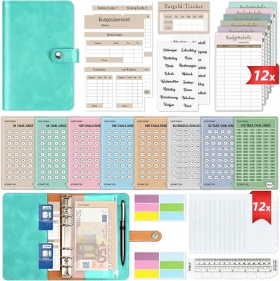 Produktbild von Budget Planner Deutsch Geld Sparen mit 8 Sparchallenges A6 Binder Set