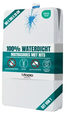Zdjęcie produktu dla Pokrowiec na materac wodoodporny - 180 x 200 cm - Zamek błyskawiczny - Ochrona przed pluskwami i roztoczami - Biały