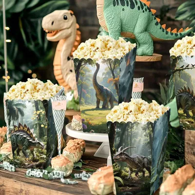 12 Dinosaurier Popcorntüten für Dino-Party – Goodie Bags