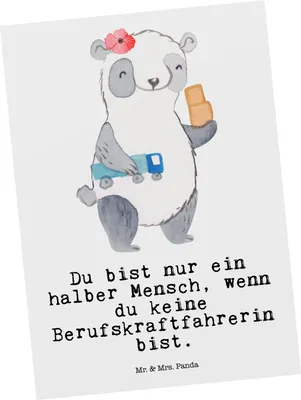 Produktbild von Mr. & Mrs. Panda Postkarte Berufskraftfahrerin Herz - Weiß - Geschenk, Postkarten, Ansichtskarten, Grußkarte, Ansichtskarte, Fotokarte