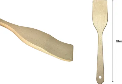 Produktbild von PINI 3X Pfannenwender 30 cm aus Buchenholz Holzschaber Pfannenheber Bratenwender