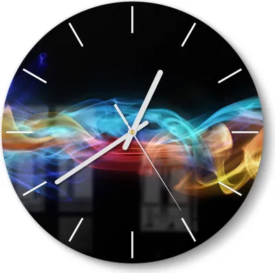 Produktbild von DEQORI Glasuhr Ø30 cm Modern 'Farbige Rauchschwaden' Wanduhr Glas Uhr Design leise