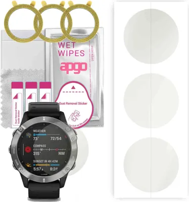 Produktbild von apgo 3 Stück Schutzfolie, Matt, kompatibel mit Garmin Fenix 6 Smartwatch, Hydrogel Displayschutzfolie mit Positionierhilfe, Displayfolie, robust und kratzfest