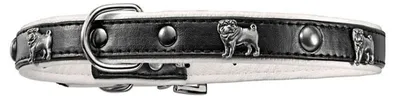 Produktbild von 100 x Mops Halsband Ø 33-50 cm Hundehalsband Nietenhalsband Kunstlederhalsband