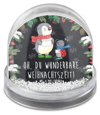 Produktbild von Mr. & Mrs. Panda Schneekugel Weihnachten Smörle Winterzeit - Kreidetafel - Geschenk, Weihnachtszeit, wohnaccessoire, Grüße, Weihnachts, Weihnachtsgruß, schnee kugel
