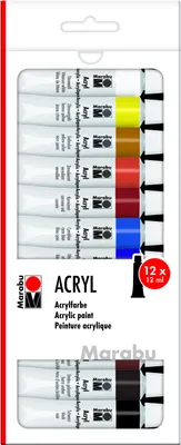 Zdjęcie produktu dla Zestaw kolorów akrylowych Marabu Basic 12x 12 ml