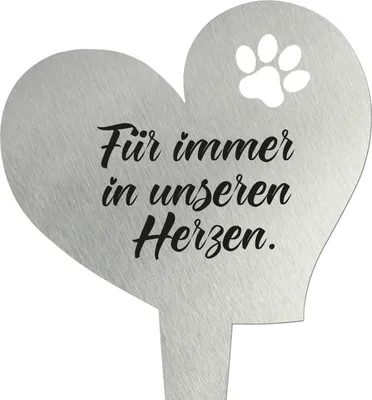 Produktbild von younikat Grabstecker aus Edelstahl I Grabschmuck Herz 17,8 cm Deko I Spruch - Für immer in unseren Herzen I you0082