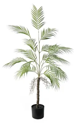 Produktbild von Kunstpalme - Bodenpflanze im Kunststofftopf - 120 cm - Tropische Deko - Für außen - Polyesterblätter - Grün