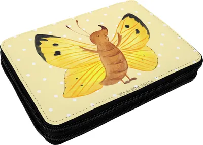 Produktbild von Mr. & Mrs. Panda Stiftemappe Schmetterling Zitronenfalter - Gelb Pastell - Geschenk, Lustige Sprüche, Schmetterlinge, Schüleretui, Selbstliebe, Federmappe, Bleistiftetui