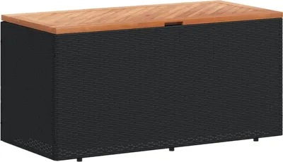 Immagine prodotto di vidaXL Cassapanca da giardino nera 110x50x54 cm in poly rattan legno di acacia
