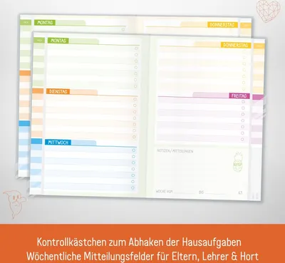 Produktbild von Häfft Aufgabenheft Farbenfroh Smart A5 mit Umschlag / Löwe