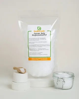 Produktbild von 1 kg Epsom Salz | Magnesiumsulfat | Bittersalz | Epsomit | Baden