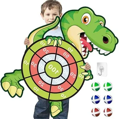Produktbild von Dino Dartbord Spiel für Kinder mit 6 Bällen, 73 cm groß, Outdoor Spielzeug