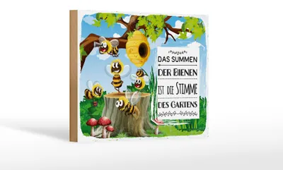 Produktbild von Holzschild Das Summen der Bienen ist die Stimme des Gartens, 30x20 cm, Holzschilder Bild Bienen Tier Wiese