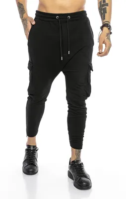 Produktbild von Red Bridge Herren Cargo Jogginghose Hose Sweat-Pants tiefer Schritt Schwarz M