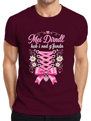 Immagine prodotto di Non ho trovato abiti tradizionali "Dirndl". Pantaloni in pelle "Lederhose" per uomo, stile bavarese, maglietta, colore bordeaux, taglia L