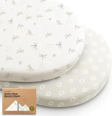 Productafbeelding van Ibenzoa® 2-delige set spannenlakens van 100% biologische katoen voor kinderwagens en babybedjes – zacht, ademend, vochtabsorberend, met een veilige rits