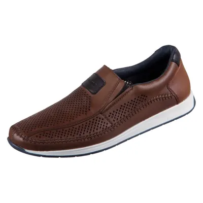 Produktbild von Rieker Herren Slipper Halbschuh Mokassin Leder Lochmuster 11950, Größe:43 EU, Farbe:Braun