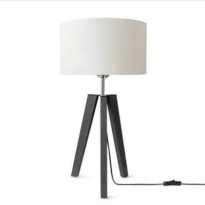 Produktbild von Tischleuchte Dreibein Nachttischlampe Stehlampe E27 Stoff Lampenschirm Uni