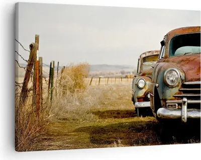 Produktbild von Bild auf Leinwand - Leinwandbild - Auto Alt Feld - 70x50cm - Wand Bild - Wanddeko - Wandbilder - Leinwanddruck - Bilder - Kunstdruck - Wanddekoration - Leinwand bilder - Wandkunst - AA70x50-0117