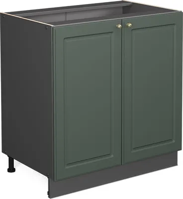 Produktbild von Vicco Küchenunterschrank Fame-Line, 80 cm mit Regal, ohne Arbeitsplatte, Anthrazit/Grün-Gold Landhaus