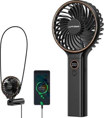 Obrázek produktu pro Mini ventilátor, přenosný, černý, skládací, do kanceláře i venku