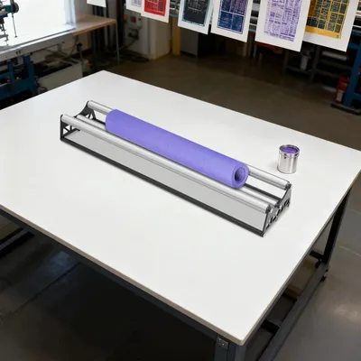 Produktbild von Rollenhalter aus Edelstahl - Materialständer - Langlebige Bauweise - Einfache Montage - Für Materialrollen - Vielseitig einsetzbar