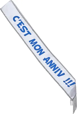 Productafbeelding van Satinsjaal "Gefeliciteerd met je verjaardag" voor volwassenen, blauw en wit - one size